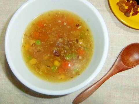 レモンとカレー味のスープ